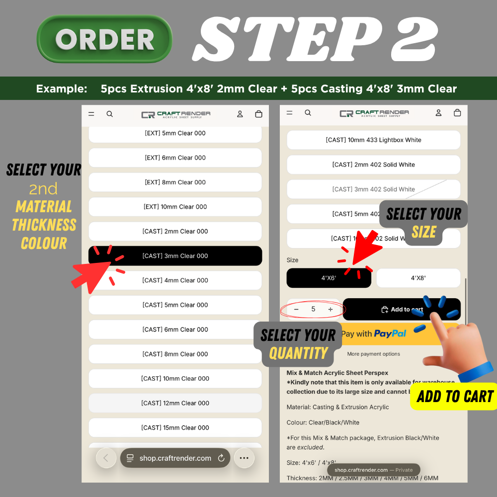 Mix & Match Acrylic Sheet Package Minimum 10pcs 4'x6'/4'x8'