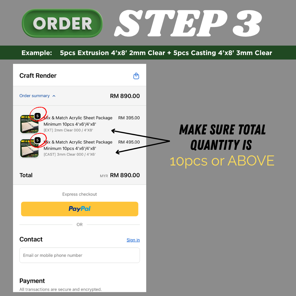 Mix & Match Acrylic Sheet Package Minimum 10pcs 4'x6'/4'x8'