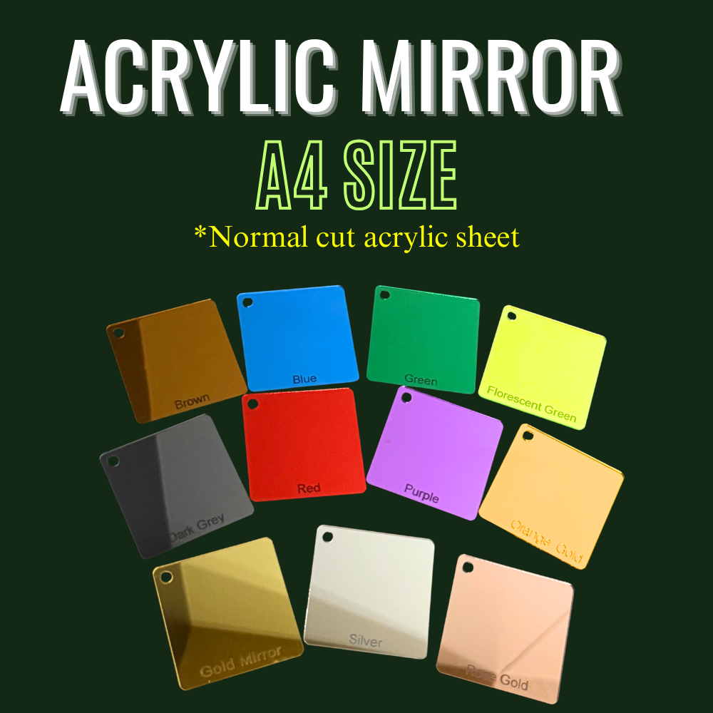 Mirror Acrylic Sheet Normal Cut to Size Set A4/400x600mm/600x900mm