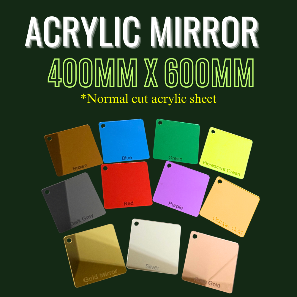 Mirror Acrylic Sheet Normal Cut to Size Set A4/400x600mm/600x900mm