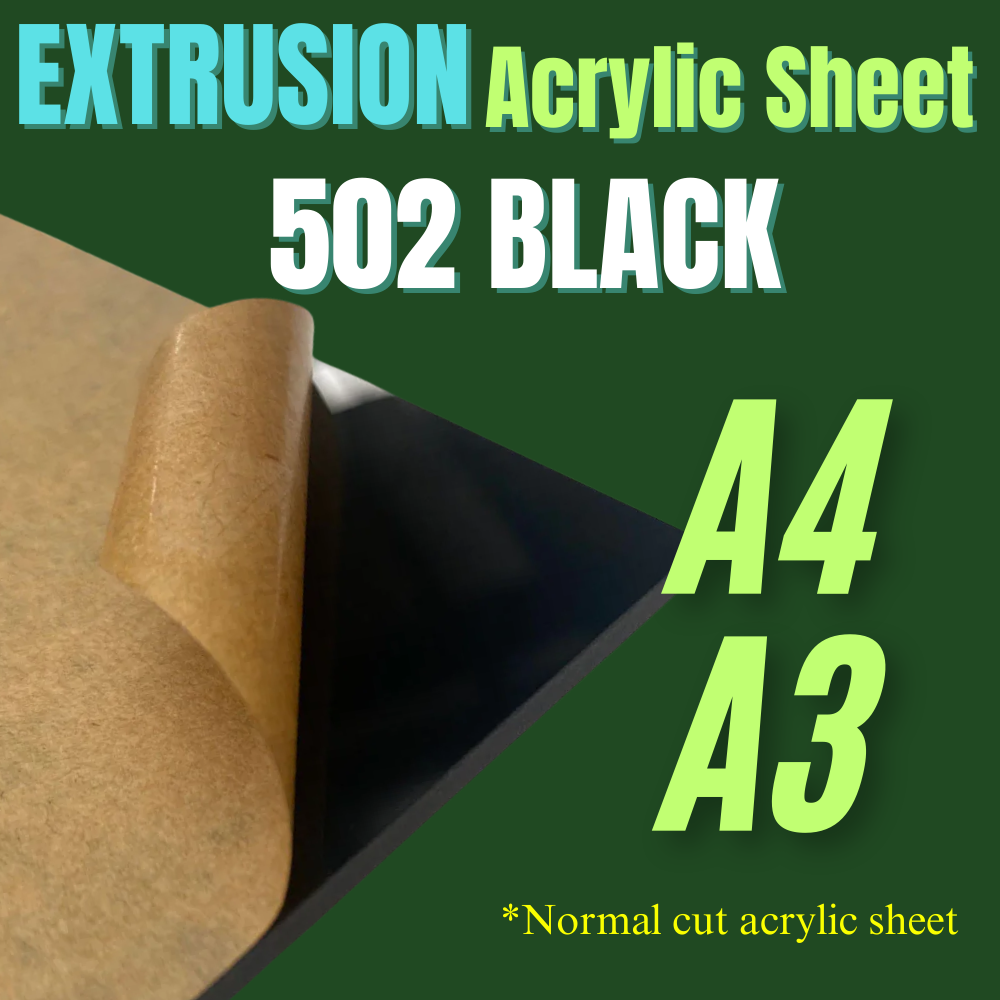 [Extrusion] Black Acrylic Sheet A4/A3 Size -Normal Cut